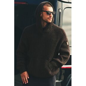 Alo Yoga Chunky Knit Rewind Hoodie - Espresso Multi in Kuwait