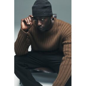 Alo Yoga Cotton Rib Parallel Sweater - Java Brown Heather in Kuwait