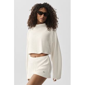 Alo Yoga Ribbed Cropped Reset Long Sleeve - Ivory in Kuwait