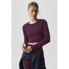 Alo Yoga Alosoft Crop Finesse Long Sleeve - Rich Bordeaux in Kuwait