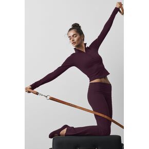 Alo Yoga ALO Softsculpt Precision 1/4 Zip Long Sleeve - Rich Bordeaux in Kuwait