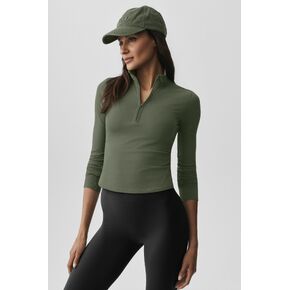 Alo Yoga ALO Softsculpt Precision 1/4 Zip Long Sleeve - Bamboo Green in Kuwait