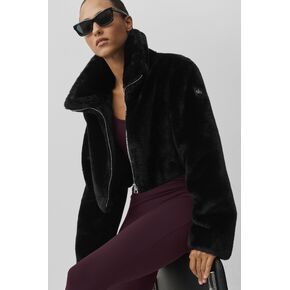 Alo Yoga Faux Fur Cropped Amore Jacket - Black in Kuwait