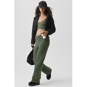 Alo Yoga Wool Cashmere High-Waist New Class Wide Leg Pant - Bamboo Green in Kuwait