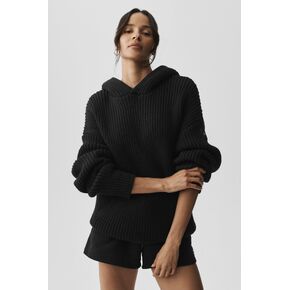 Alo Yoga Chunky Knit Rewind Hoodie - Black in Kuwait