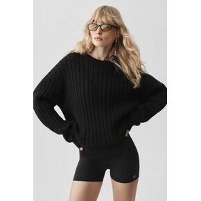 Alo Yoga Cotton Rib Parallel Sweater - Black in Kuwait