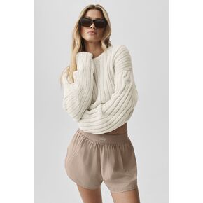 Alo Yoga Cotton Rib Parallel Sweater - Bone in Kuwait