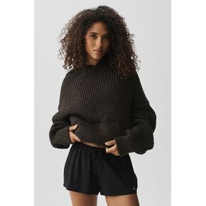 Alo Yoga Chunky Knit Rewind Hoodie - Espresso Multi in Kuwait