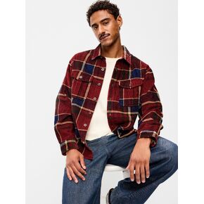 Old Navy Loose Fit Long-Sleeve Corduroy Shirt - Red Plaid in Kuwait
