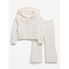 Old Navy Cozy Ribbed Hoodie and Flared Pants Set for Toddler Girls - Creme De La Creme in Kuwait