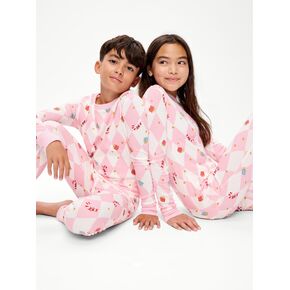 Old Navy Gender-Neutral Snug-Fit Graphic Pajama Set for Kids - Checkered Candy Canes (Match the Fam!) in Kuwait
