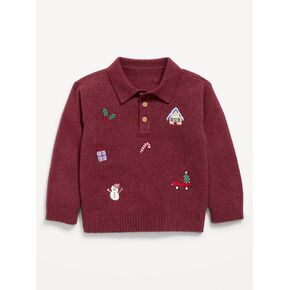 Old Navy SoSoft Long-Sleeve Collared Sweater for Toddler Boys - Happy Holidays in Kuwait
