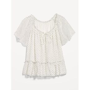 Old Navy Chiffon Flutter-Sleeve Top - Black & White Dots in Kuwait
