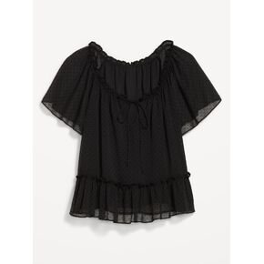 Old Navy Chiffon Flutter-Sleeve Top - Black Dots in Kuwait