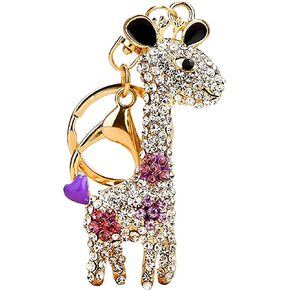 JewelBeauty 3D Handmade BlingBling Crystal Cute Giraffe Keychain Rhinestone Keyring Selection Purse Charm Car Bag Pendant Accessories in Kuwait