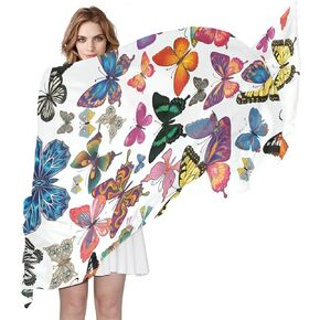ALAZA Long Silk Like Scarf for Women Beautiful Multicolored Butterflies Large Head Wrap Stole in Kuwait