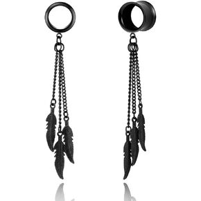 Earblity 6mm-25mm (2G-1") Daily Tassel Dangle Hangers Ear Tunnels Gauges Plugs Screw Extender Stretchers Hypoallergenic 316 Stainless Steel Wedding Body Piercing Jewelry 2PCS in Kuwait