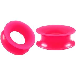 Pair of Pink Silicone Double Flared Saddle Piercing Jewelry Stretcher Ear Earring Lobe Flesh Tunnel Plugs in Saudi Arabia