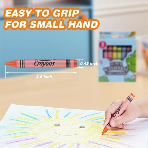 WOSWEL Super Washable Jumbo Crayons Bulk, 24 Pack Crayons with 8 Bright Colors, Non-Toxic Easy-Grip for Toddlers 1-3 & Kids Ages 4-8, Safe Art Supplies for Coloring Books & School Projects in Kuwait