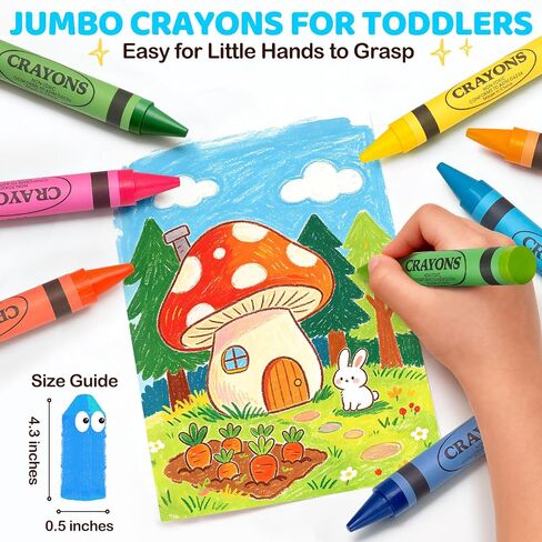 30 Colors Jumbo Crayons for Toddlers, Washable Easy Grip Large Crayons for Kids, Non-Toxic Big Crayon for Coloring, School Art Crafts Supplies, Classroom Must Haves, Birthday Gifts for Boys Girls in Saudi Arabia