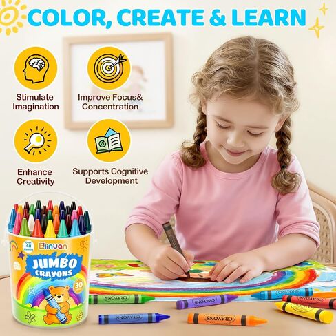 30 Colors Jumbo Crayons for Toddlers, Washable Easy Grip Large Crayons for Kids, Non-Toxic Big Crayon for Coloring, School Art Crafts Supplies, Classroom Must Haves, Birthday Gifts for Boys Girls in Saudi Arabia