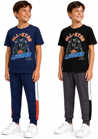 Pro Athlete Boys' Sweatsuit Set - 4 Piece Performance Shirt and Tricot Sweatpants (Size: 8-16) in Kuwait