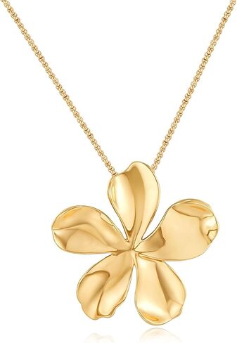 CLASSYZINT Shiny Gold Flower Statement Necklace For Women Short Chunky Collar Necklace Gold Floral Bib Necklace Jewelry in Kuwait