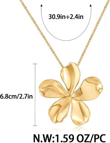 CLASSYZINT Shiny Gold Flower Statement Necklace For Women Short Chunky Collar Necklace Gold Floral Bib Necklace Jewelry in Kuwait