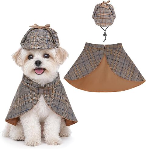 Pet Costume Set Dog Detective Cloak and Hat for Small Dogs Cats in Kuwait