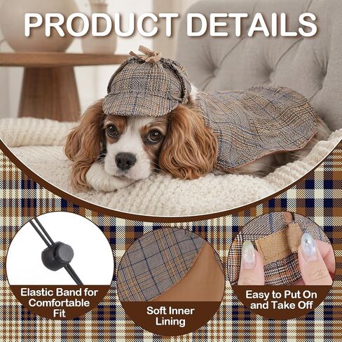 Pet Costume Set Dog Detective Cloak and Hat for Small Dogs Cats in Kuwait