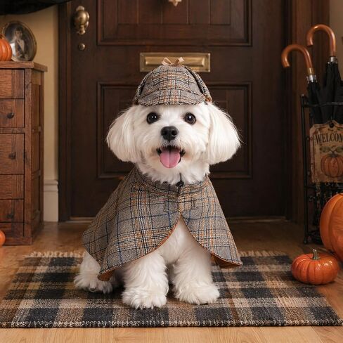 Pet Costume Set Dog Detective Cloak and Hat for Small Dogs Cats in Kuwait