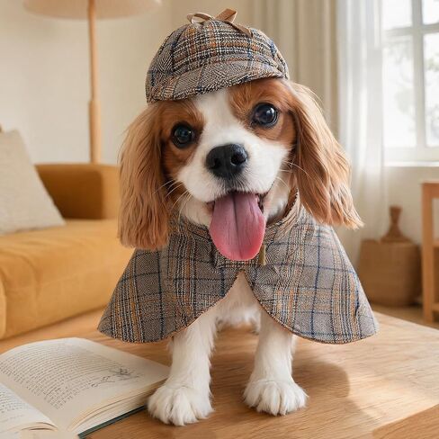 Pet Costume Set Dog Detective Cloak and Hat for Small Dogs Cats in Kuwait