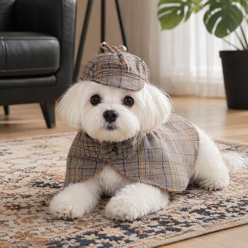 Pet Costume Set Dog Detective Cloak and Hat for Small Dogs Cats in Kuwait