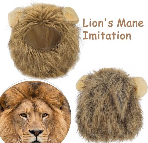 Lion Mane Wig for Cats- Funny Pet Cat Halloween Costumes Adjustable in Kuwait