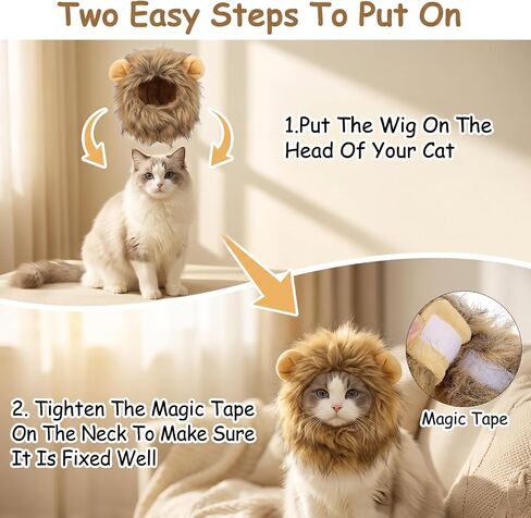 Lion Mane Wig for Cats- Funny Pet Cat Halloween Costumes Adjustable in Kuwait