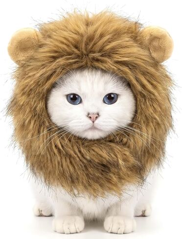 Lion Mane Wig for Cats- Funny Pet Cat Halloween Costumes Adjustable in Kuwait