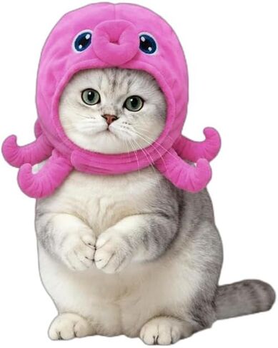 Cute Shark Cat Hat & Cat Costume for Halloween Party, Funny Cat Outfit Headwear, One Size Soft Plush Photo Prop for Cats and Puppies in Kuwait