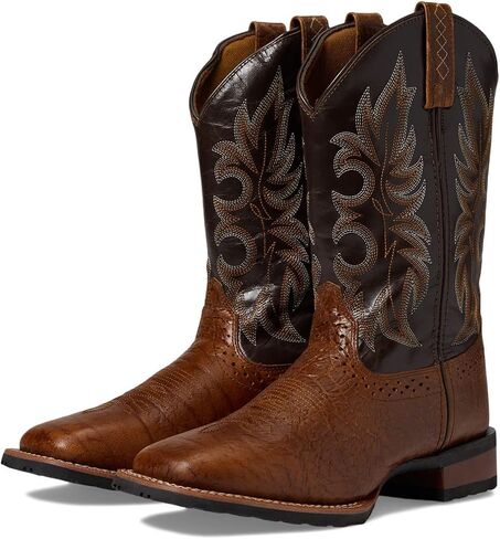 Laredo Mens Broken Bow Tooled-Inlay Square Toe Casual Boots Mid Calf - Brown in Kuwait