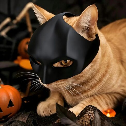 Cat Bat Mask for Halloween - Lightweight Funny Pet Costume, Easy to Wear Cosplay Party Accessory for Cats & Kittens (Black, 1 Pack) in Kuwait