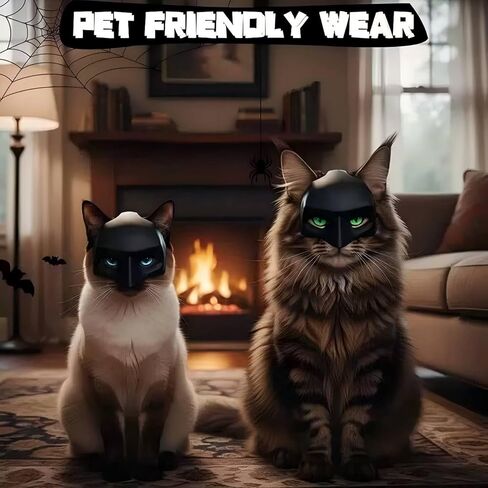 Cat Bat Mask for Halloween - Lightweight Funny Pet Costume, Easy to Wear Cosplay Party Accessory for Cats & Kittens (Black, 1 Pack) in Kuwait