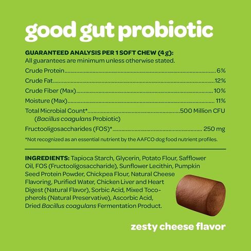 Probiotic Chews for Dogs Gut Health | Tasty Pre and Probiotics for Dogs Digestive Health with Pumpkin Dog Probiotics and Digestive Enzymes | NASC Certified & Made in The USA | 60 Chews in Kuwait