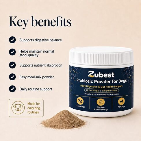 Zubest Probiotics for Dogs, Powder with Prebiotics, 4.2B CFU, 72 Servings in Kuwait