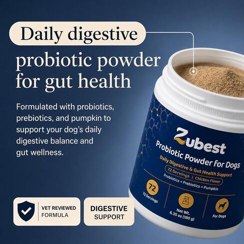 Zubest Probiotics for Dogs, Powder with Prebiotics, 4.2B CFU, 72 Servings in Kuwait