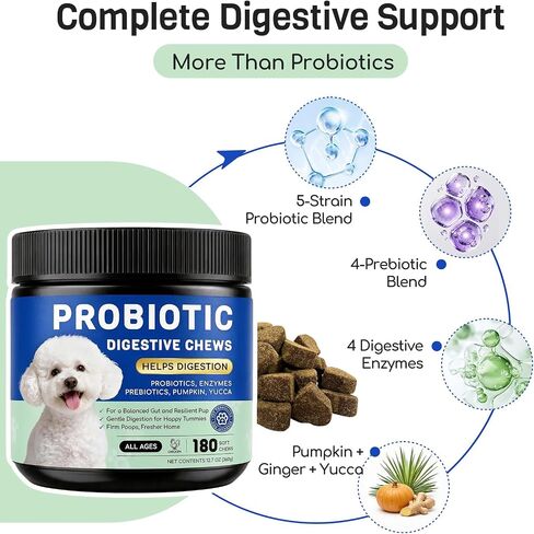 Probiotics for Dogs, 10B CFU, Digestive Health, 180 Chews in Kuwait