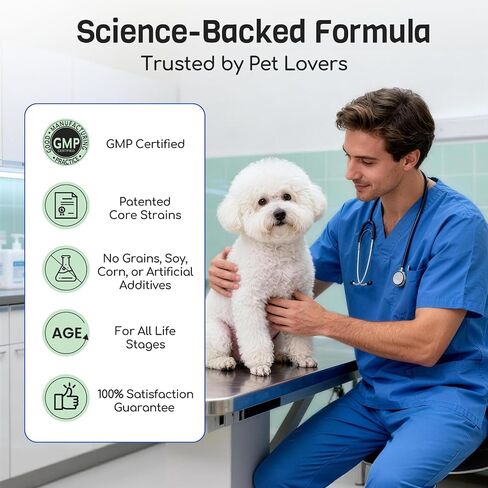 Probiotics for Dogs, 10B CFU, Digestive Health, 180 Chews in Kuwait