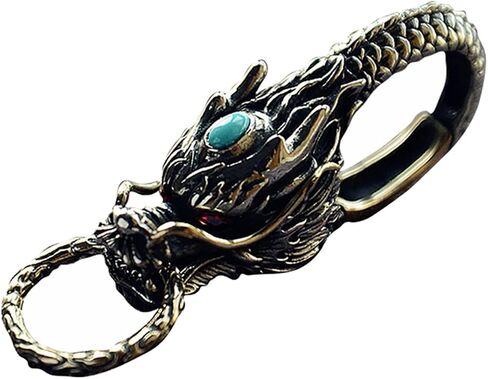 VALICLUD Dragon Head Keychain Vintage Feng Shui Chinese Dragon Bead Key Ring Good Luck Key Holder Car Purse Bag Charm Pendent for Safely Wealth Porsperity Success in Kuwait