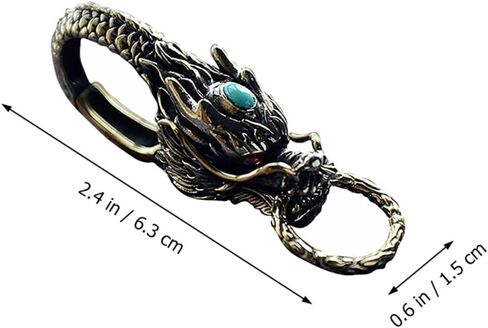 VALICLUD Dragon Head Keychain Vintage Feng Shui Chinese Dragon Bead Key Ring Good Luck Key Holder Car Purse Bag Charm Pendent for Safely Wealth Porsperity Success in Kuwait