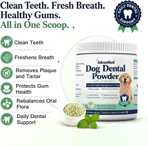 Dog Dental Powder with Probiotics, Dog Teeth Cleaning 200g in Kuwait