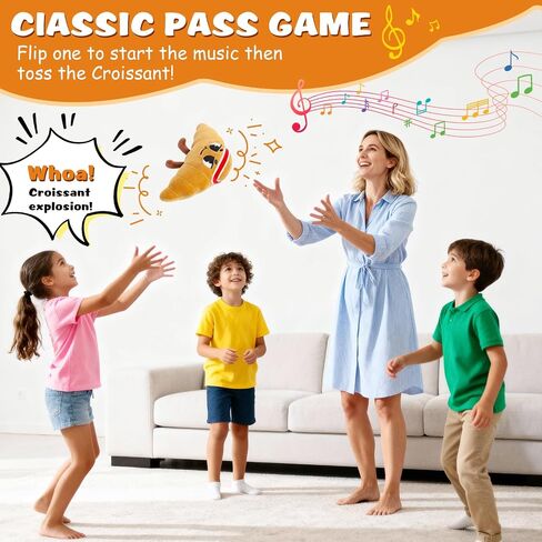 Croissant Hot Potato Game – Flip & Pass Interactive Family Toy, Hilarious Party Games for Kids Ages 3, 4-8+, Indoor/Outdoor Toys, 3 4 5 6 7 8 Year Old Girl & Boy Birthday Gift, Travel & Floor Fun in Saudi Arabia