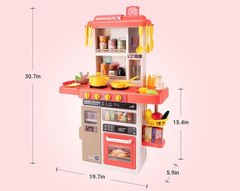 Kids Kitchen Play Set，Interactive Kids Kitchen Play Set with 50Pcs of Pretend Kitchen Toys，Realistic Sound Effects，and Simulated Functionality - Suitable for Toddlers Aged 3-5 Years(Pink) in Saudi Arabia